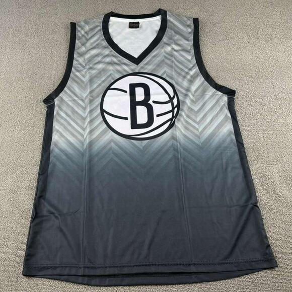 Brooklyn Nets Basketball Jersey Coyote Promotions Men L Front Print Gray - Picture 1 of 9